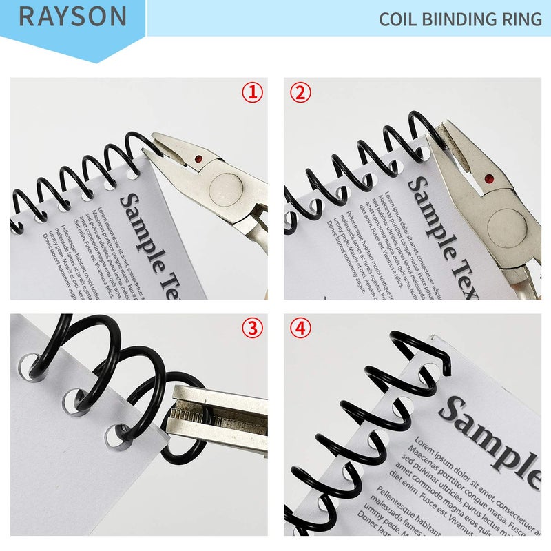 Rayson 7.9mm Plastic Spiral Coil Binding 3:1 Pitch, 5/16inch, 40 Sheets Capacity Black Coil Binding Spines - Versatile for Office and Educational Tasks, Pack of 100 - Image 5